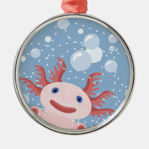Axolotl en Bubbles Bold Vector Design Metalen Ornament