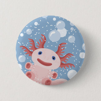 Axolotl en Bubbles Bold Vector Design Ronde Button 5,7 Cm