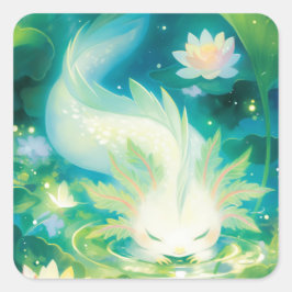 Axolotl Floral Oasis Vierkante Sticker