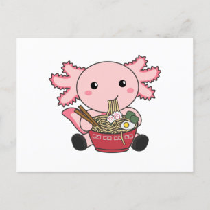 Axolotl Food Ramen Japanese Food Kawaii Animals Po Briefkaart