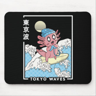Axolotl gamen surfen Japanse golven Kids Kawaii  Muismat