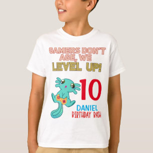 Axolotl Gamer Birthday Boy Video Game Party T-shirt