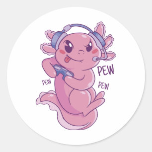 Axolotl Gamer Challenge Blast Ronde Sticker