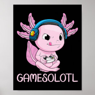 Axolotl Gamer Gamesolotl Kawaii Gamen Voor Jongens Poster
