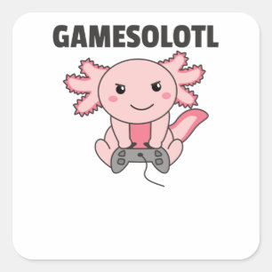 Axolotl Gamesolotl Cute Animals For Gamers Vierkante Sticker