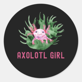 Axolotl Girl, Cute Funny Axolotl Lover Ronde Sticker