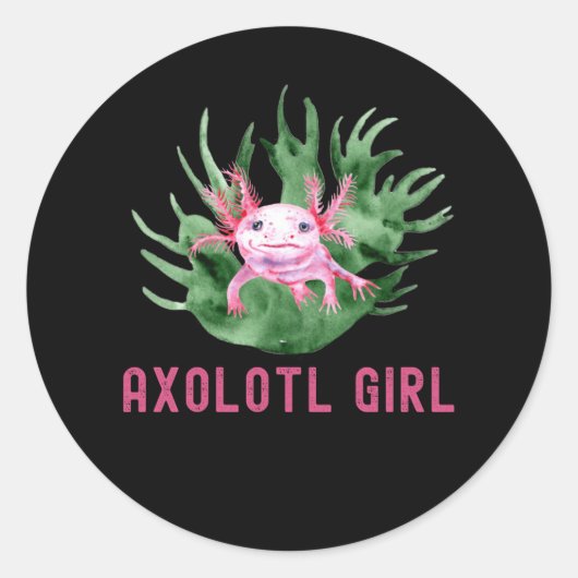 Axolotl Girl, Cute Funny Axolotl Lover Ronde Sticker (Voorkant)