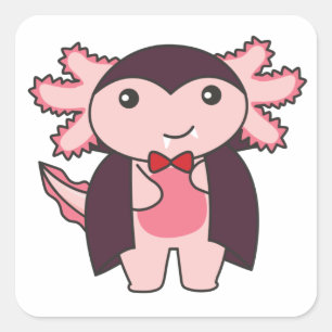 Axolotl Halloween Cute Devil Vampire Costume Squar Vierkante Sticker