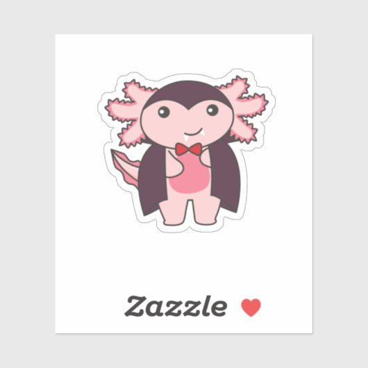 Axolotl Halloween Cute Devil Vampire Costume Sticker (Vel)