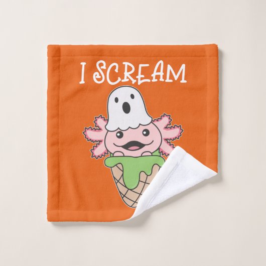 Axolotl Halloween Ghost I Scream Ice Pun (Gant de toilette)