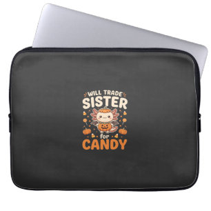 Axolotl Halloween snoep handel vector ontwerp_1 Laptop Sleeve