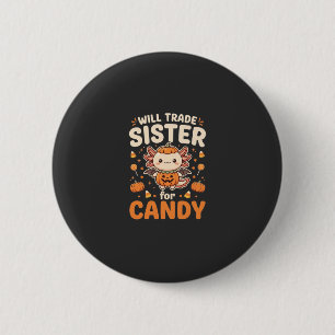 Axolotl Halloween snoep handel vector ontwerp_1 Ronde Button 5,7 Cm