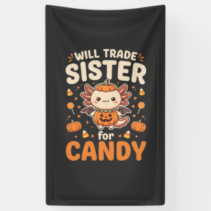 Axolotl Halloween snoep handel vector ontwerp_1 Spandoek