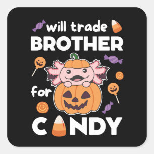 Axolotl Halloween Trade Brother For Candy Vierkante Sticker