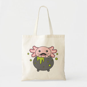 Axolotl Happy Halloween Cauldron Bat Canvas tas