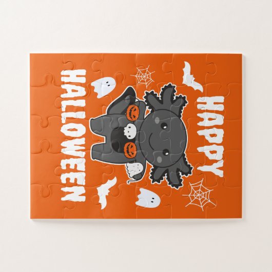 Axolotl Happy Halloween Pumpkin Bat Costume Legpuzzel (Horizontaal)