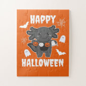 Axolotl Happy Halloween Pumpkin Bat Costume Legpuzzel (Verticaal)