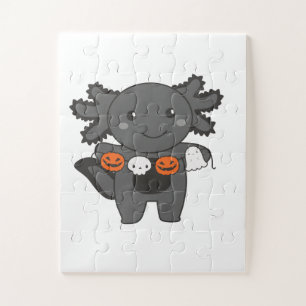 Axolotl Happy Halloween Pumpkin Bat Costume Legpuzzel