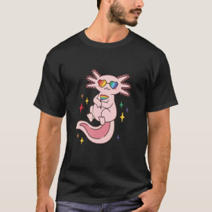 Axolotl-harige regenbooggekleurde glazen t-shirt