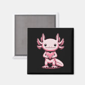 Axolotl Holding Heart Valentine's Day Cute Valenti Magneet (Voorkant / Achterkant)