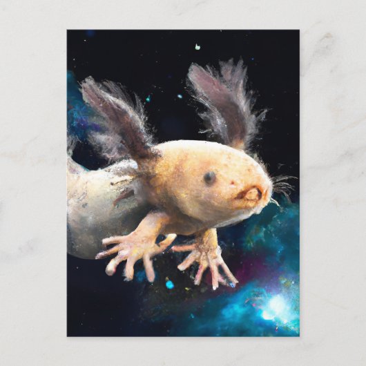Axolotl in de ruimte briefkaart (Voorkant)