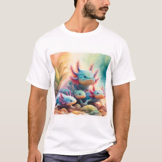 Axolotl in Harmony 060624AREF108 - Watercolor T-shirt (Voorkant)