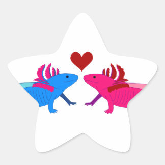 Axolotl in Love Ster Sticker