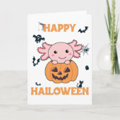 Axolotl in pompoen en zoete Axolotls Happy Hallowe Kaart (Voorkant)
