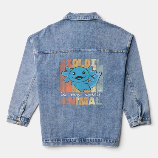 Axolotl is mijn dierlijk geneesmiddel Cute Axolotl Denim Jacket (Achterkant)