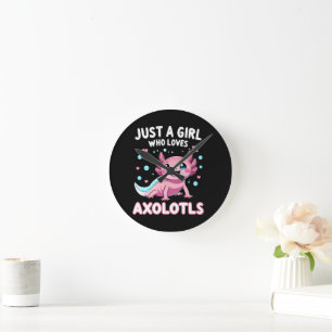 Axolotl Kawaii Gewoon Een Meisje Dat Van Axolotls Ronde Klok