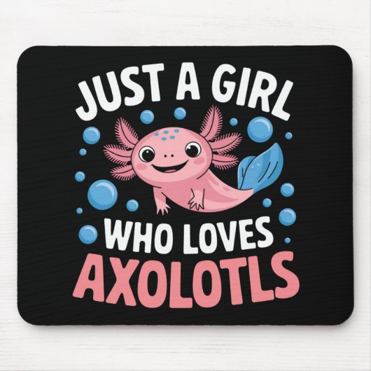 Axolotl Kawaii is gewoon een meisje dat van Axolot Muismat (Voorkant)