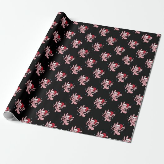 Axolotl Kerstmis Candycane Cadeaupapier (Uitgerold)