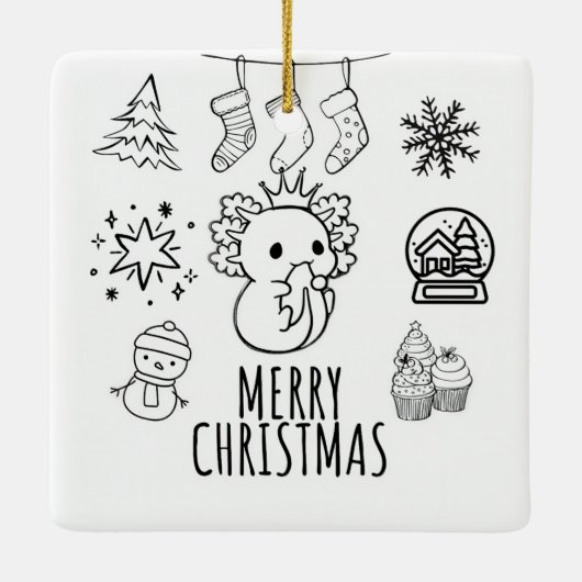 Axolotl-Kerstmis Keramisch Ornament (Achterkant)