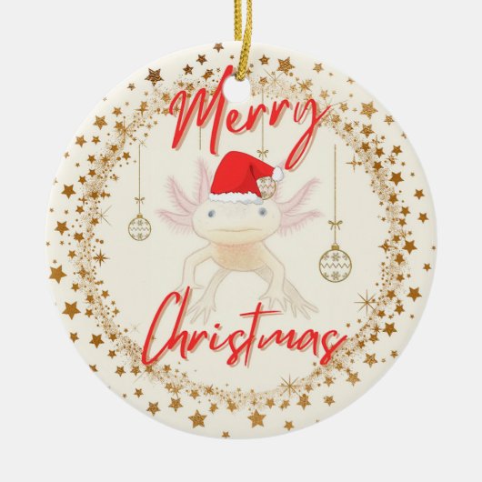 Axolotl-Kerstmis Keramisch Ornament (Voorkant)