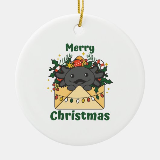Axolotl Kerstmis Winter Animals Axolotl Keramisch Ornament (Voorkant)