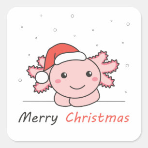 Axolotl kerstwinterdieren Axolotl Vierkante Sticker