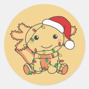 Axolotl Kerstwinterdieren Axolotls Classic Ronde Sticker