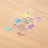 Axolotl Kinder Schattigee Salamander Verjaardagsfe Acryl Uitnodigingen (Laagn)