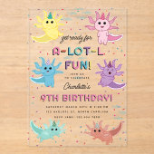 Axolotl Kinder Schattigee Salamander Verjaardagsfe Acryl Uitnodigingen (Voorkant)