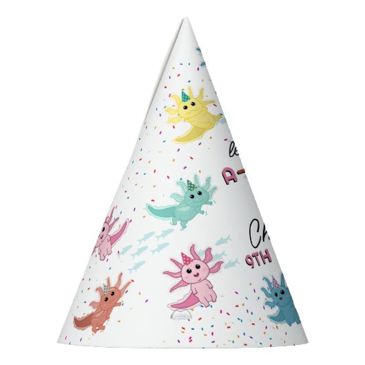 Axolotl Kinder Schattigee Salamander Verjaardagsfe Feesthoedjes (Links)