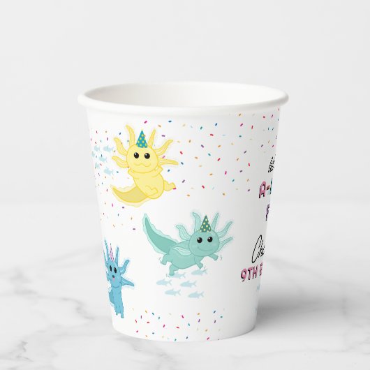 Axolotl Kinder Schattigee Salamander Verjaardagsfe Papieren Bekers (Voorkant)
