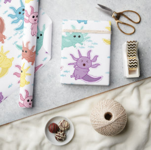 Axolotl Kinder Schattigee salamanderpatroon Cadeaupapier