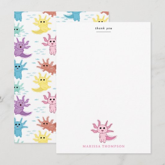 Axolotl Kinderen Cute Salamander Meisje Bedankkaart (Voorkant / Achterkant)