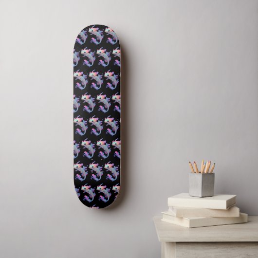 Axolotl Kleurrijk Skateboard (Muurkunst)