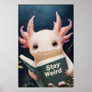 Axolotl Leest Blijf Raar Boek Print Mooie Muur