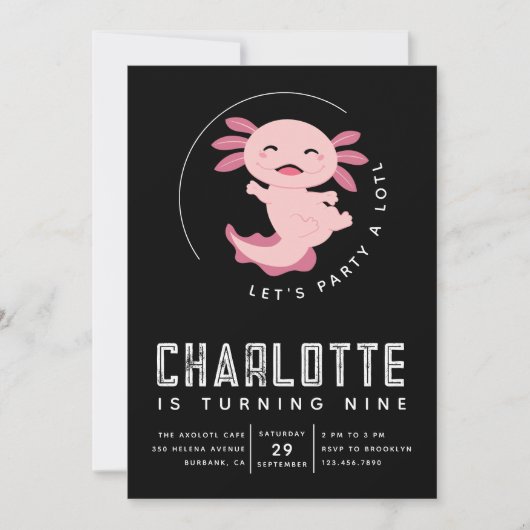 Axolotl Let's Party Alotl Birthday Party Kaart (Voorkant)