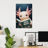 Axolotl lisant reste bizarre impression de livre m (Bureau à domicile)