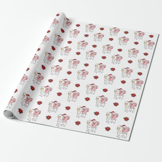 Axolotl Llama Alpaca Kerstmis Cadeaupapier (Uitgerold)