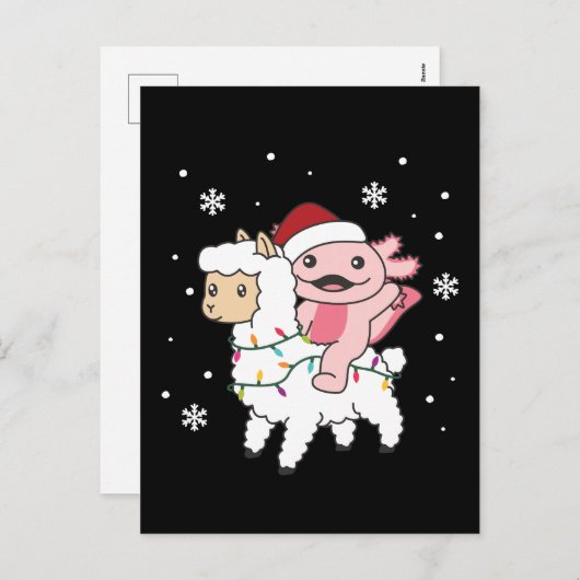 Axolotl Llama Alpaca Kerstmis Feestdagenkaart (Voorkant / Achterkant)