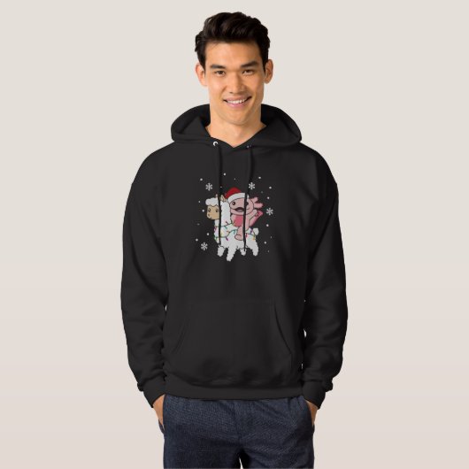 Axolotl Llama Alpaca Kerstmis Hoodie (Voorkant volledig)